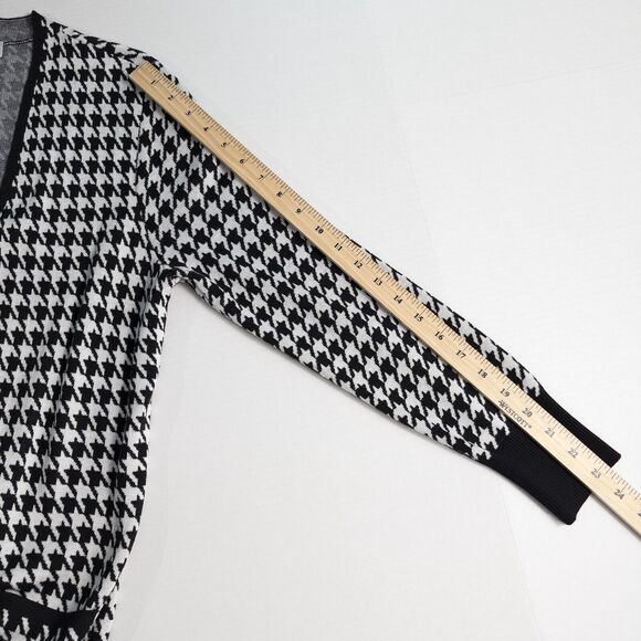 Chicos Houndstooth Cashmere Blend Long Cardigan Womens 1 Medium Black White - Picture 5 of 16